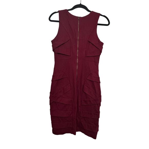 Cynthia Steffe Burgundy Textured Bodycon Dress Size 6 Cocktail Party Zip Back - Picture 6 of 6